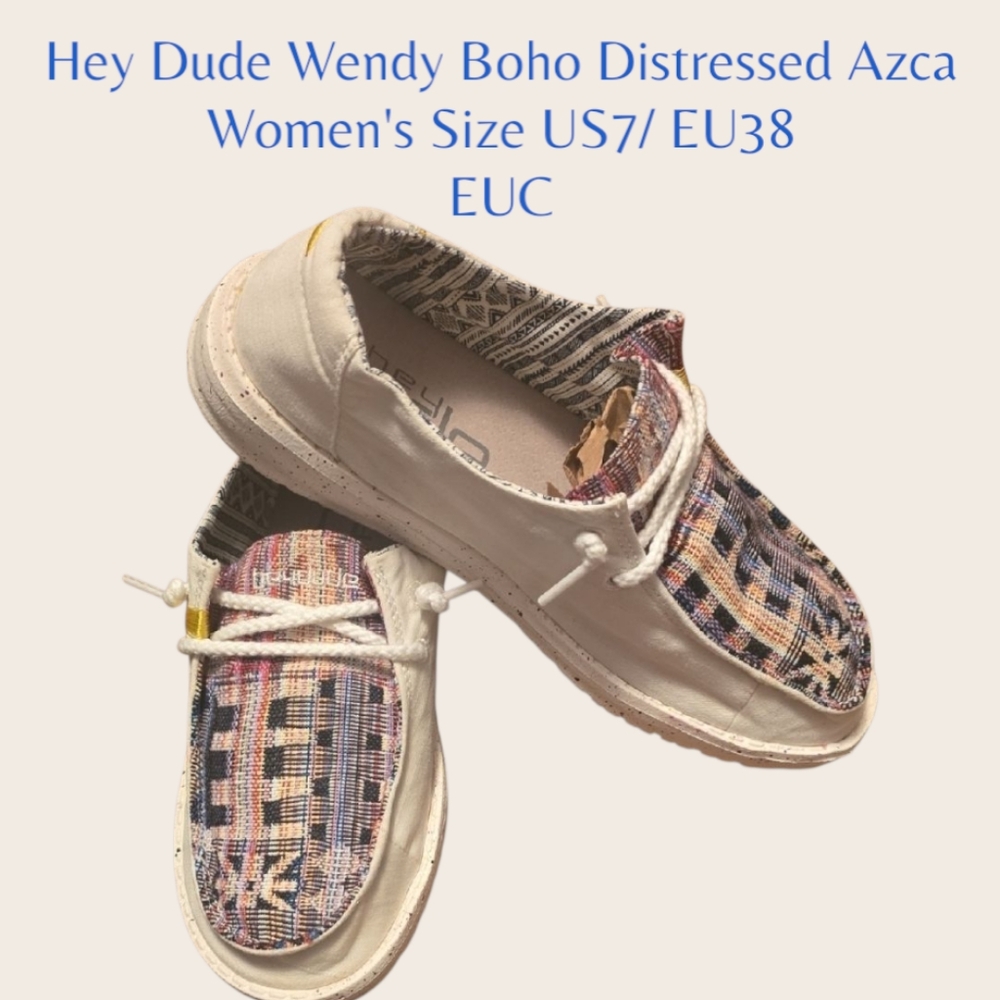 Hey Dude Wendy Boho Distressed Azca Women's US 7/ EU 38 EUC